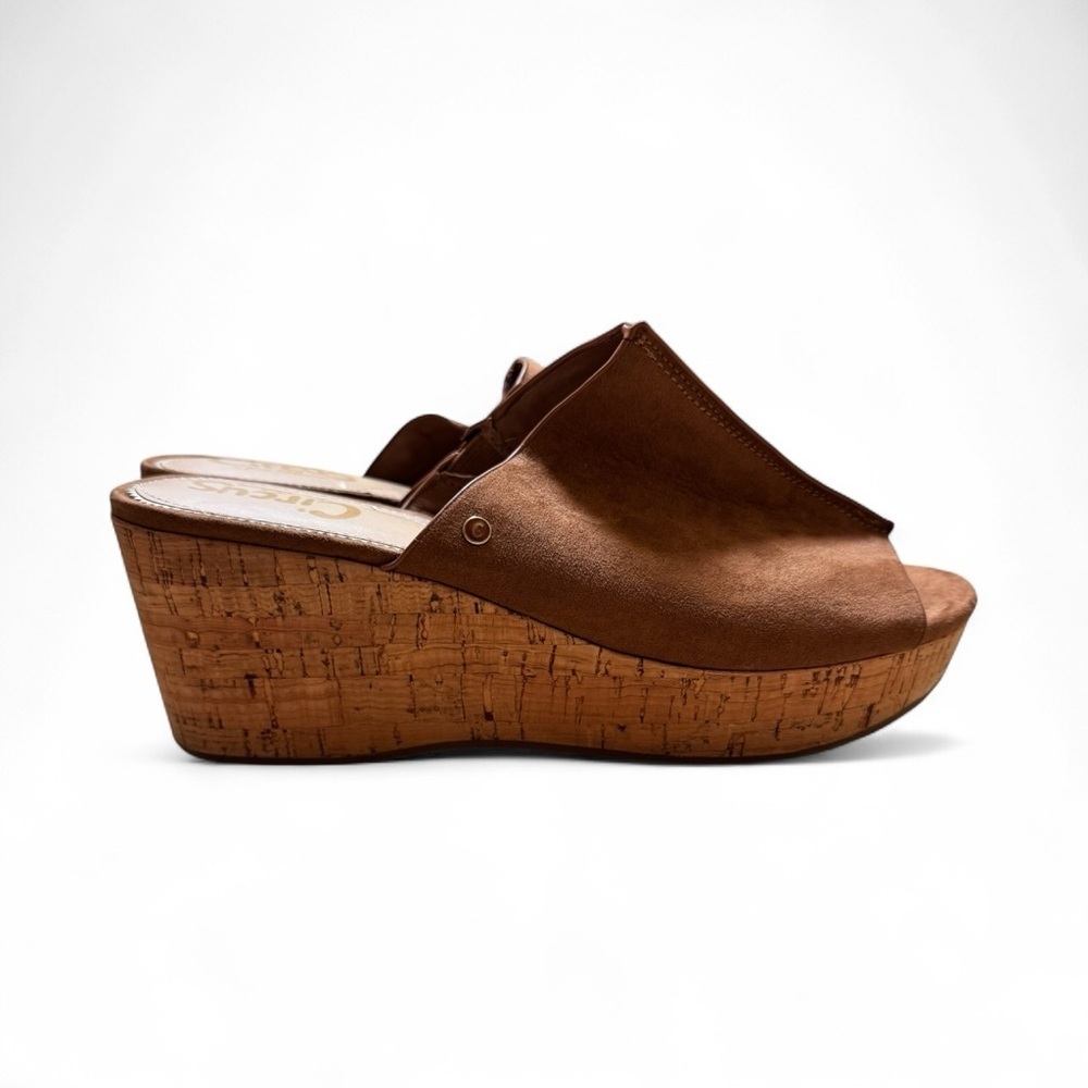 Circus by Sam Edelman Brown Suede Cork Wedge Sandals Size 9.5